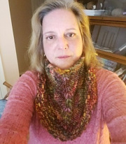 Community Member & her Knitting/Crocheting