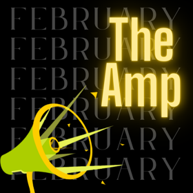 Megaphone blasts The Amp with December written on a black background