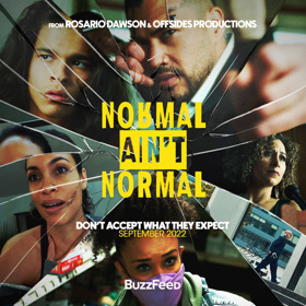 Normal Ain't Normal poster features 5 characters from the series with the images set in a broken mirror.