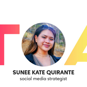 Sunee Kate Quirante, social media strategist, smiles for a photo inside the a circular frame in TOA. 