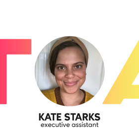 Kate Starks, executive assistant smiles for her headshot