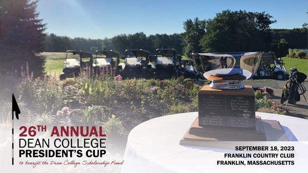 image of golf course with tournament logo and text "september 19, 2022, Franklin Country Club, Franklin, Massachusetts"