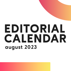 "Editorial Calendar: may 2023" in black text.