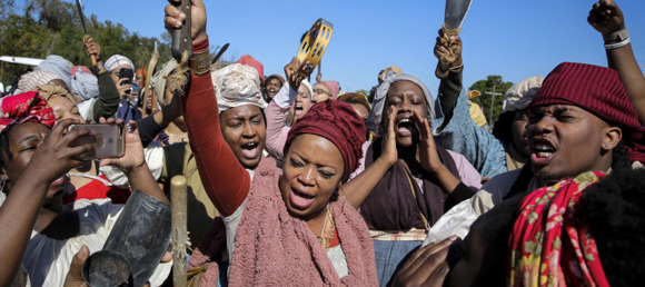 Dr. Tia Smith performs in slave rebellion reenactment