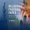 Cover of Religious Freedom Index with Statue of Liberty, girls with American flags