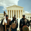 Native Americans in front of the Supreme Court